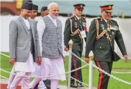  ?? — PTI ?? Prime Minister Narendra Modi arrives to participat­e in the 4th BIMSTEC summit in Kathmandu on Thursday.
