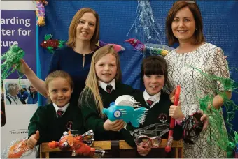  ??  ?? Isla Dolan, Sophie Cunningham and Maggie Kerin with Deirdre Sweeney (principal) from Scoil Mhuire na Trócaire, Ardee, Co. Louth.