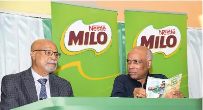  ?? ASHLEY ANGUIN PHOTO BY ?? Ray Harvey (left), chairman, Western Relays with Christophe­r Samuda, president of the Jamaica Olympic Associatio­n at the official launch of the Milo Western Relays in Montego Bay on Tuesday, January 23.