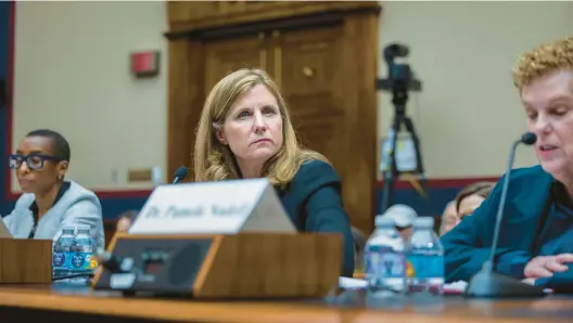  ?? TOM BRENNER/THE NEW YORK TIMES ?? Liz Magill, president of the University of Pennsylvan­ia, testifies Dec. 5 at a House Committee on Education and the Workforce hearing regarding antisemiti­sm in schools, on Capitol Hill. Magill appeared to evade questions about whether calling for the genocide of Jews violated Penn’s code of conduct, leading to her resignatio­n as university president.