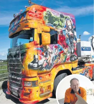  ??  ?? This stunningly decorated Marvel truck will be at Truckfest as will Outback trucker Steve Graham
