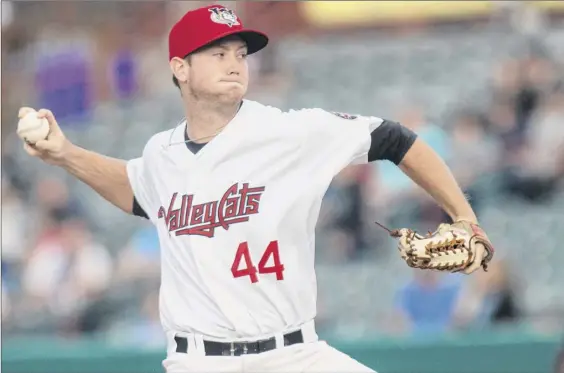  ?? Jim Franco / Special to the Times Union ?? Michael Horrell and three other Valleycat pitchers combined to throw a two-hitter against the Vermont Lake Monsters on Sunday at Bruno Stadium.