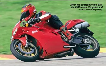  ??  ?? After the success of the 916, the 996 raised the game and the V-twin’s capacity.