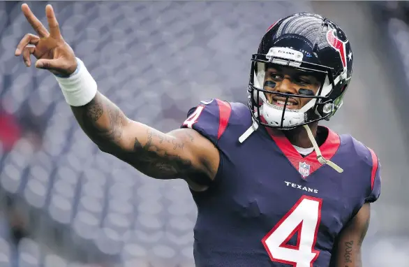  ?? ERIC CHRISTIAN SMITH/THE ASSOCIATED PRESS ?? Deshaun Watson has looked like a superstar in the making in his rookie season with big games against the New England Patriots, Tennessee Titans, Cleveland Browns and Kansas City Chiefs, but faces a stiff test in the stingy Seahawks defence.