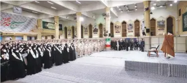  ?? Reuters ?? ↑ Ayatollah Ali Khamenei waves during a meeting with a group of Basij forces in Tehran on Saturday.