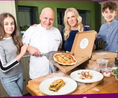  ??  ?? Doing their home work: Chef Aldo Zilli, wife Nikki and children Rocco and Twiggy