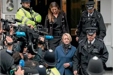  ?? PHOTO: GETTY IMAGES ?? Swedish prosecutor Ingrid Isgren leaves Ecuador’s embassy after Wikileaks founder Julian Assange was questioned over allegation­s of rape.