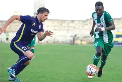  ??  ?? Floriana came from behind yesterday to beat stubborn opponents St Andrews, cancelling out an early deficit with goals from Mario Fontanella, substitute Steve Pisani and Amadou Samb in the second period.
The Greens can be credited for their resolve for...