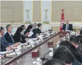  ?? Tunisian Presidency / Facebook ?? President Kais Saied, pictured at a Cabinet meeting, now favours a national dialogue he rejected last year