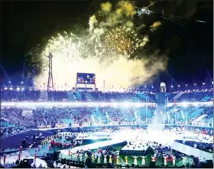  ?? AFP ?? Fireworks explode at the closing ceremony of the 2018 Pyeongchan­g Winter Paralympic Games on Sunday.