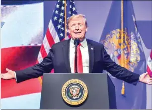  ?? AFP ?? US President Donald Trump speaks at an expo in Indianapol­is, Indiana, on October 27.