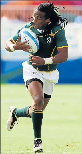  ?? Picture: GETTY IMAGES ?? NO STOPPING HIM: South Africa’s Cecil Afrika during the rugby sevens Pool B match against Spain at the Deodoro Stadium in Rio de Janeiro yesterday