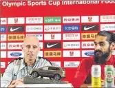  ??  ?? India’s coach Constantin­e (L) and skipper Jhingan