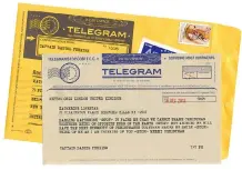  ?? TELEGRAMST­OP ?? Send an old-timey note to a loved one with a TelegramSt­op telegram. Compose a message online and it will be delivered in the mail about a week later.