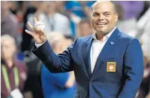  ?? JIM RASSOL/STAFF FILE PHOTO ?? Ivan “Pudge” Rodriguez was honored with other Latin Hall of Famers before this year’s All-Star Game in Miami.