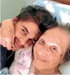  ??  ?? Jarryd Stoneman with his greatgrand­mother Katie Thomas, who passed away on Friday.