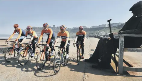  ??  ?? Holdsworth Racing finishing their recce of the Tour de Yorkshire course before this weekend’s event Picture by Richard Ponter