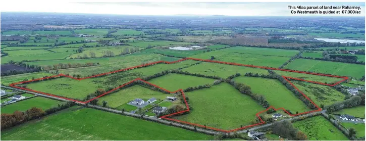  ??  ?? This 46ac parcel of land near Raharney, Co Westmeath is guided at €7,000/ac