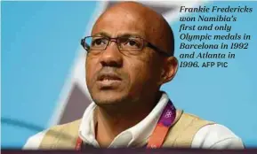  ?? AFP PIC ?? Frankie Fredericks won Namibia’s first and only Olympic medals in Barcelona in 1992 and Atlanta in 1996.