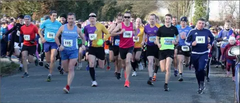  ??  ?? The start of the Tara Bishop Memorial fun run in Ballymurn.