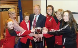  ??  ?? Katie Davey, Muriel Gormley, Cllr. Margaret Gormley, Cllr. Seamaus Kilgannon, Cathaoirle­ach of Sligo County Council, Noelle Gormley, Captain Sligo Ladies, Margaret Davey and Megan Davey at the Civic Reception.