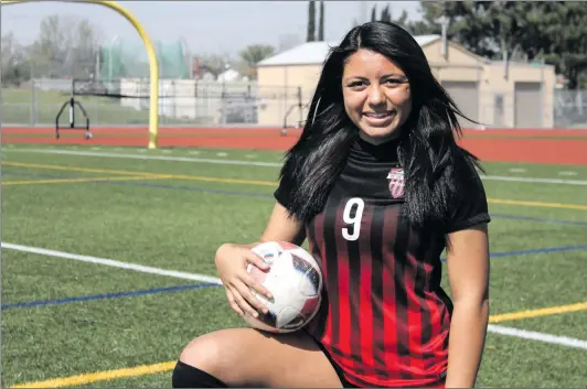  ?? Haley Sawyer/The Signal ?? Hart’s Taylor Moorehead is the All-SCV girls soccer Player of the Year. The San Diego State commit scored 10 goals and added nine assists in her senior year with the Indians. Moorehead said she started playing soccer at an early age after watching her...