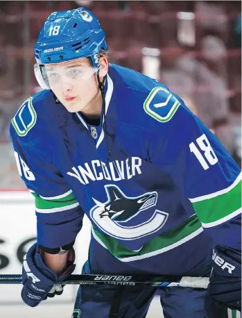  ?? JEFF VINNICK/NHLI VIA GETTY IMAGES ?? There’s been nothing impressive about Jake Virtanen’s career so far but his play in the pre-season indicates the high-level draft pick may now be ready to make his mark in the NHL.