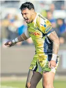  ??  ?? England hope: Sale Sharks’ Denny Solomona ran in a first-half hat-trick