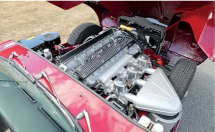  ??  ?? The rebuilt engine ticks over beautifull­y, and the whole engine bay is a work of art. Under the bonnet as elsewhere on this car, the ethos was always to repair and reuse rather than to replace whenever possible.