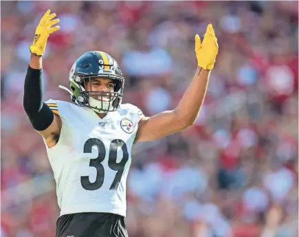  ?? KYLE TERADA/USA TODAY SPORTS ?? Free safety Minkah Fitzpatric­k has thrived since being acquired by the Steelers. The Dolphins’ 2018 No. 11 pick has four intercepti­ons in six games with Pittsburgh, tying for second in the NFL.