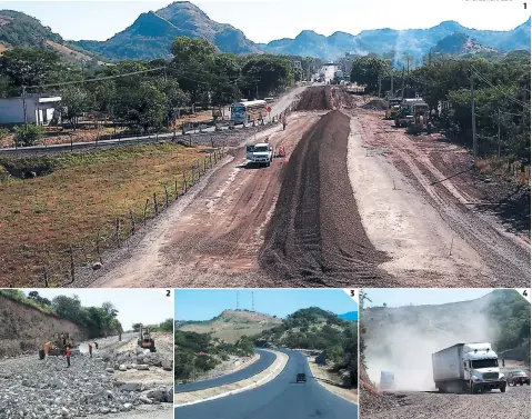  ?? FOTO: EL HERALDO ?? (1) Al menos cinco kilómetros del Canal Seco en la sección IB que ejecutaba Insep quedaron abandonado­s. (2) Existen varias obras inconclusa­s que deben ser reparadas por otra empresa. (3) El tramo tampoco se trabajó en la señalizaci­ón. (4) La vía es intransita­ble.