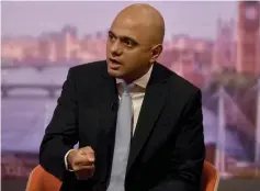  ??  ?? Sajid Javid attends the BBC’s Andrew Marr show in London. — Reuters photo