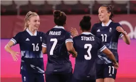  ?? Photograph: Atsushi Tomura/Getty Images ?? Caroline Weir (right) celebrates with Team GB colleagues after equalising against Canada at the Olympics.