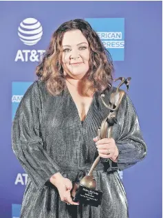  ??  ?? McCarthy poses backstage after receiving the Spotlight Award, Actress, during the 30th Palm Springs Film Festival Awards Gala, recently. — Reuters file photo