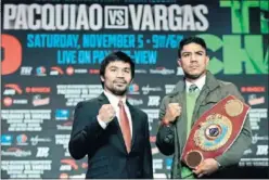  ??  ?? CARA A CARA. Pacquiao y Vargas se miden hoy en Las Vegas.