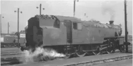  ??  ?? Scotland’s last Fairburn 2-6-4T – No. 42274 of Motherwell shed – at Polmadie on the final Friday of Scottish Region steam, April 28 1967. Later that day it was specially diagrammed to work the 5.03pm suburban service from Gourock to Glasgow Central....