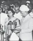  ?? GETTY IMAGES POPPERFOTO/ ?? Dr Sarvepalli Radhakrish­nan administer­ing the oath of office to Prime Minister Indira Gandhi on 13th March 1967.