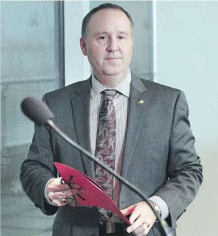  ?? NICK PROCAYLO/PNG ?? B.C. Minister of Education Mike Bernier fired the Vancouver school board Monday, saying the board had ‘a misplaced focus on political tactics rather than responsibl­e stewardshi­p.’