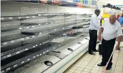  ?? Picture: Reuters ?? Shelves of processed meats at this Pick n Pay were stripped when the listeria bacteria were traced to a factory making polony, viennas and similar products.