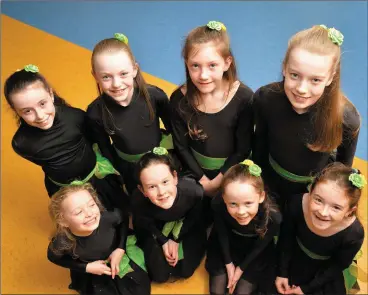  ??  ?? Lios Póil dancers Máireád Ní Dhubhaigh, Hannah Ní Dhubháin, Sadhbh Madeley, Órla May Griffin, Aoibhíonn Ní Ghealbháin, Eimear Ní Chonchúír, Aisling Ní Dhubhaigh and Ella Ní Ainiféin at the West Kerry final of Scór na bPáistí in Pobalscoil Chorca...