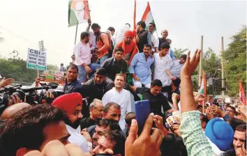  ?? Reuters ?? Rahul Gandhi, Congress party president, at a protest near CBI headquarte­rs in New Delhi, yesterday. Demonstrat­ions were also held in Bengaluru, Mumbai and Chandigarh.