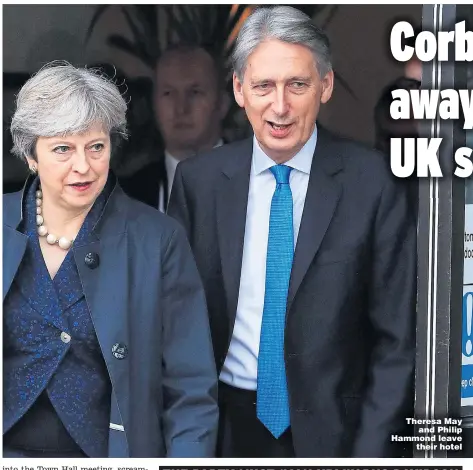  ?? Pictures: MATT CROSSICK/EMPICS, PETER BYRNE/PA, PHIL NOBLE/REUTERS ?? Theresa May and Philip Hammond leave their hotel