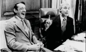  ??  ?? The San Francisco supervisor Harvey Milk, left, and Mayor George Moscone in April 1977 in the mayor’s office during the signing of the city’s gay rights bill. Photograph: Associated