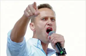  ?? (AFP) ?? (File photo) Russian opposition leader Alexei Navalny during a rally to support opposition candidates after authoritie­s refused to register them for elections.