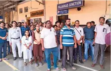  ?? ?? Ticket examiners stage a protest at Palakkad Junction Railway Station on Wednesday raising concerns of safety and security for passengers and TTEs.