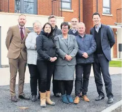  ??  ?? Alex Chalk MP, right, with Chris Parker (Newland Homes) Heidi Wood (Springbank site manager), Erica Povey, Dale Martin (Newland Homes), Councillor Suzanne Williams, Andy Hayes (Hester’s Way Partnershi­p) and Jeremy Drew (Newland Homes)