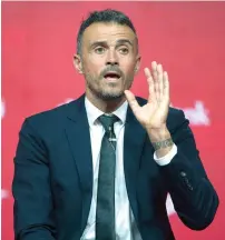  ?? AP ?? Luis Enrique talks to journalist­s during his official presentati­on as Spain’s new coach. —