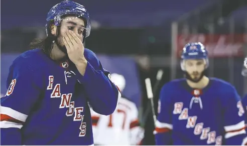  ?? ELSA / GETTY IMAGES ?? It's been a rough year for Mika Zibanejad and the New York Rangers, both on the ice — they are sixth in their division — and off.