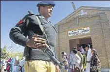  ?? GETTY FILE ?? An armed guard outside a Methodist church in Quetta.