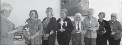  ?? Submitted photo ?? OFFICERS INSTALLED: Outgoing Chapter Regent Sheila Beatty, left, installed officers Lisa Winkleman, Teresa Clark, Catherine Fortney, Mary Jean Hall, MarJo Dill, Betty Harp and Frances Jernigan.